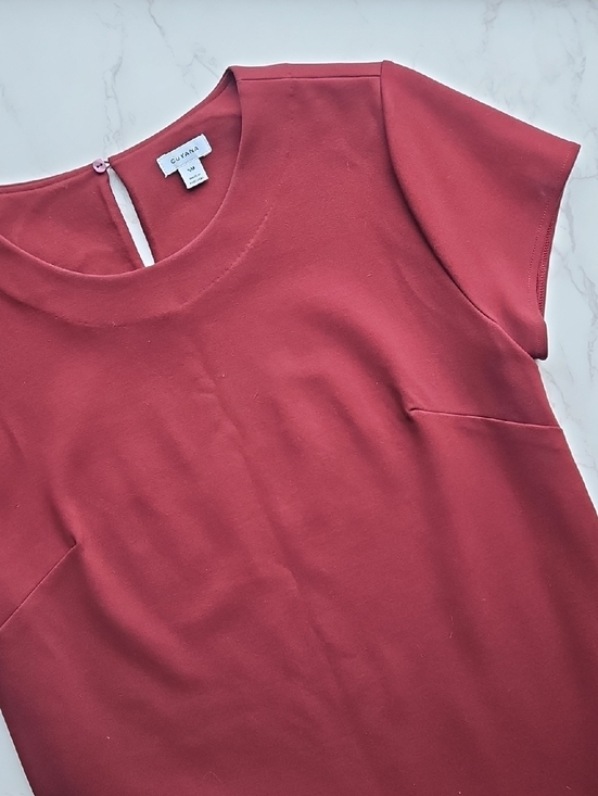 Cuyana Dresses & Skirts - Cuyana Maroon Ponte Short-Sleeve Shift Mini Dress SM